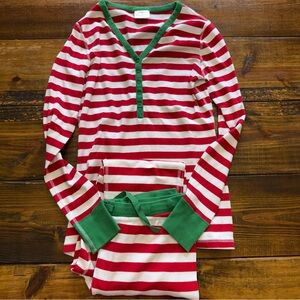 Hannah Anderson Womens Medium Pajama Set PJs Red Green Striped Christmas Elf.